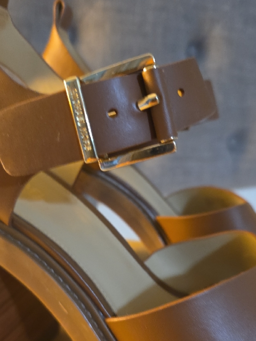 Michael Kors Brown Leather Platform Lug Sandals - Picture 5 of 7